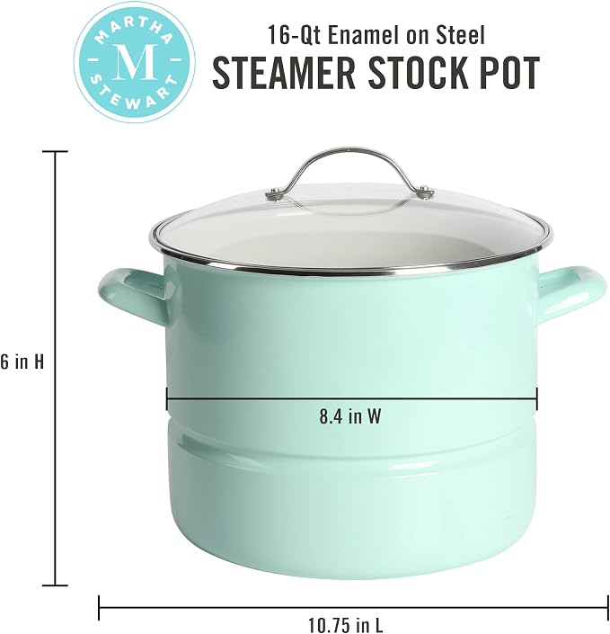 Martha Stewart Thayer 16-Quart Enamel On Steel Scratch Resistant Steamer Stock - Image 2