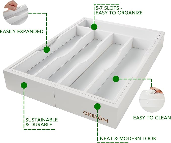 Expandable Bamboo Kitchen Drawer Organizer - Image 3