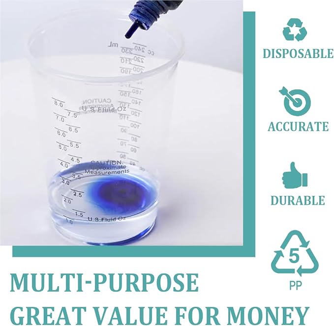 Taeku Measuring Cups Plastic, 8 oz Disposable Clear Epoxy Cups - Image 9