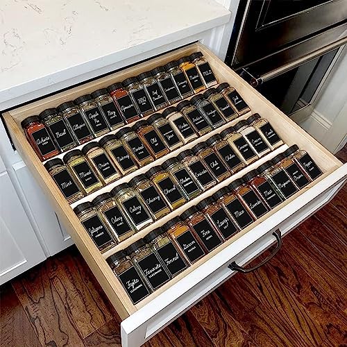 Orii Black Rectangular 160 Spice Labels Stickers for Spice Jars