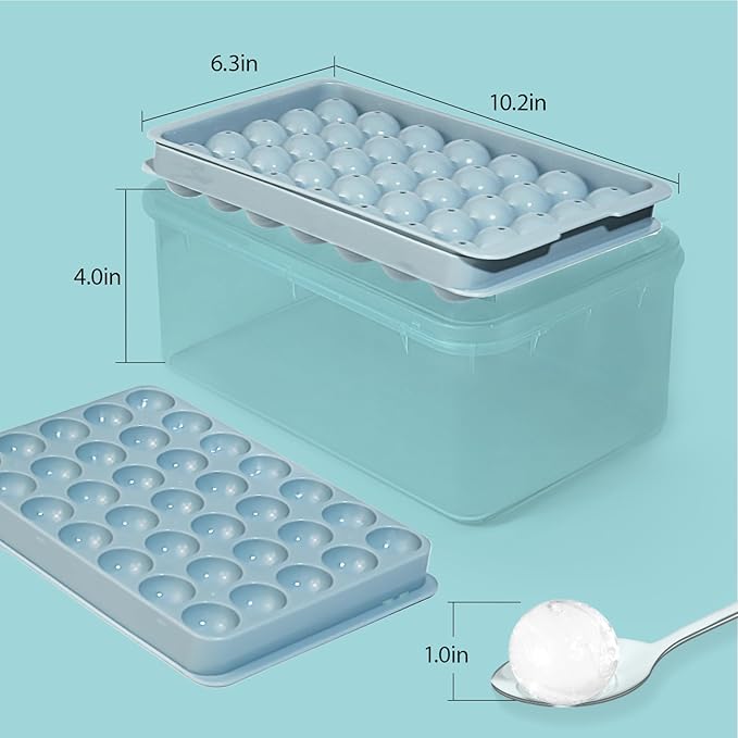 Ice Cube Trays with Lid and Bin, 1.0 IN Small Round Ice Cube Mold - Image 5