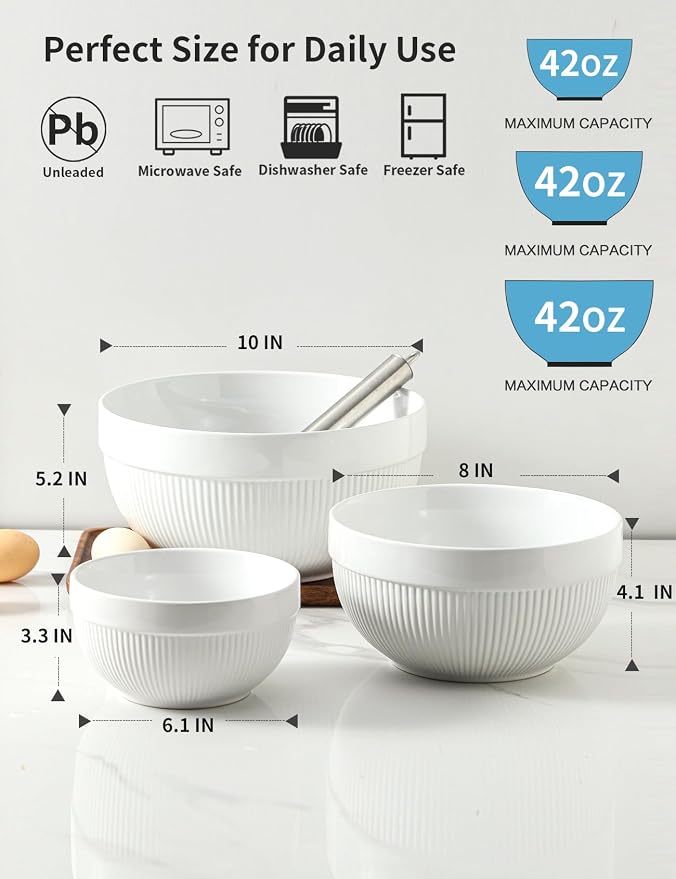 Large Ceramic Mixing Bowls, Dough Bread Making Bowl, Microwave and Dishwasher - Image 2