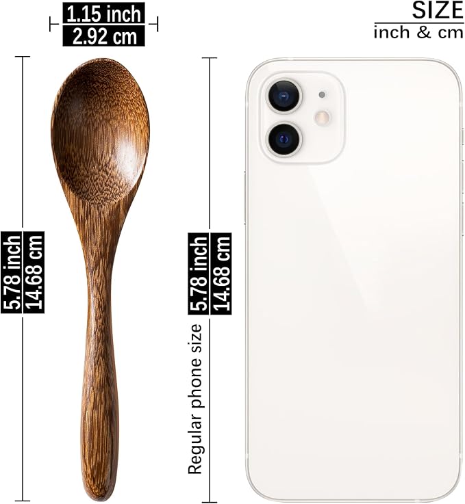 7 PCS Small Wooden Spoons, 5.8 Inch Honey Spoons - Image 3