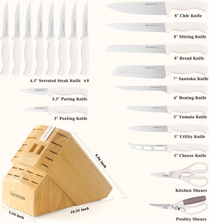 Knife Set, Astercook 22-Piece Kitchen Knife Set - Image 3