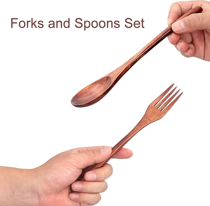 12 Pieces Wooden Forks and Spoons - Image 7