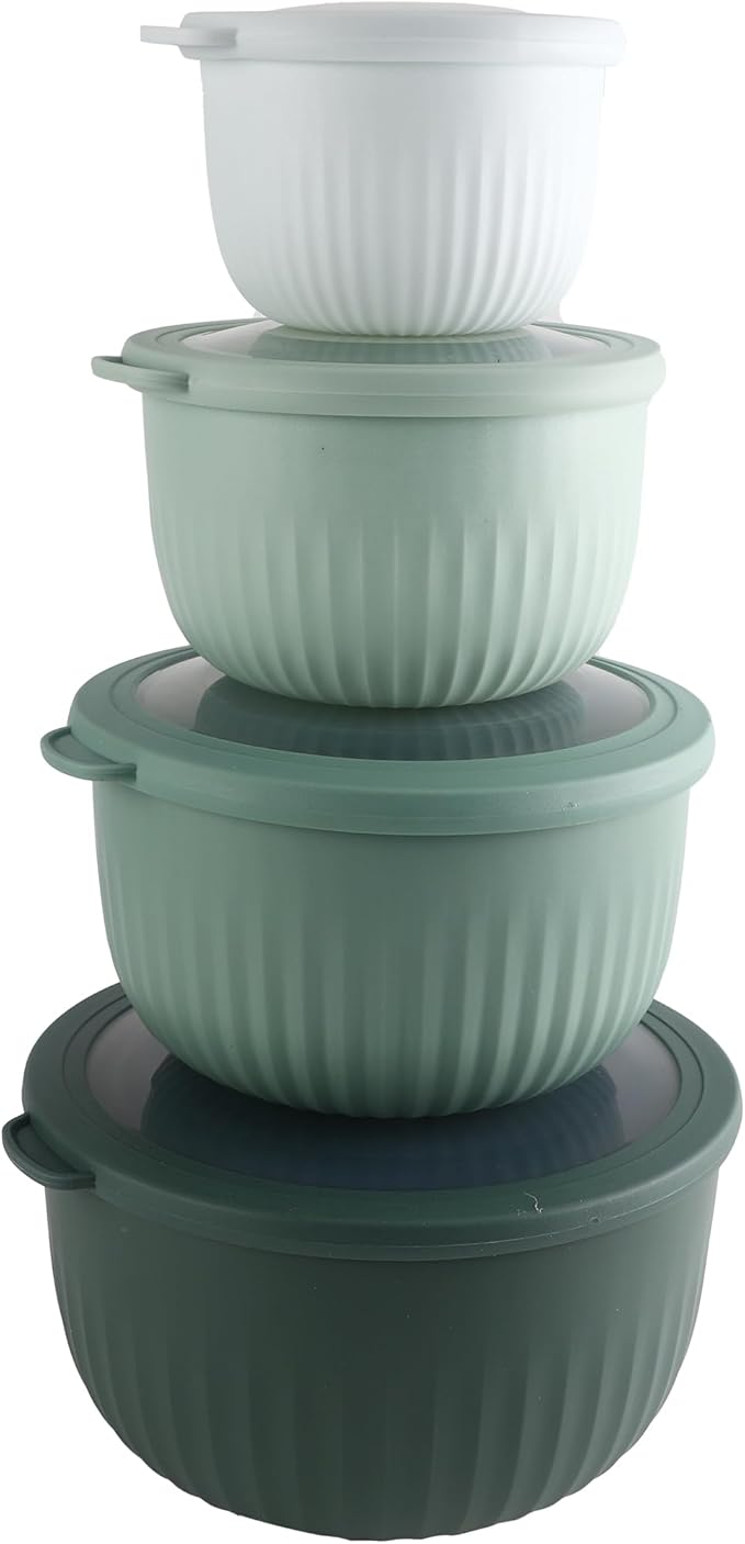 COOK WITH COLOR Prep Bowls with Lids- Wide and Deep Nesting Plastic Small by CookwithColor