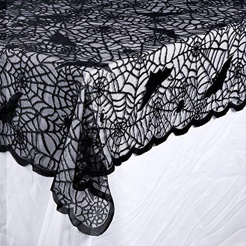 Rectangular Halloween Tablecloth, Halloween Bat Spider Web Tablecloth