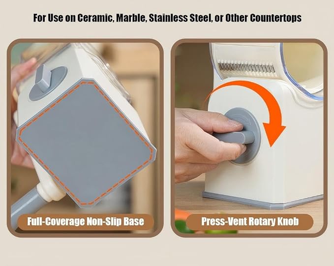 Rotary Cheese Grater with Hand Crank, and Grating Cheese, Vegetables, and Fruit - Image 7