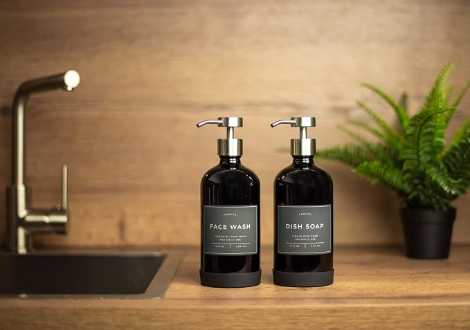 Hand and Dish Soap Dispenser for Kitchen and Bathroom, Stainless Steel Pumps - Image 9