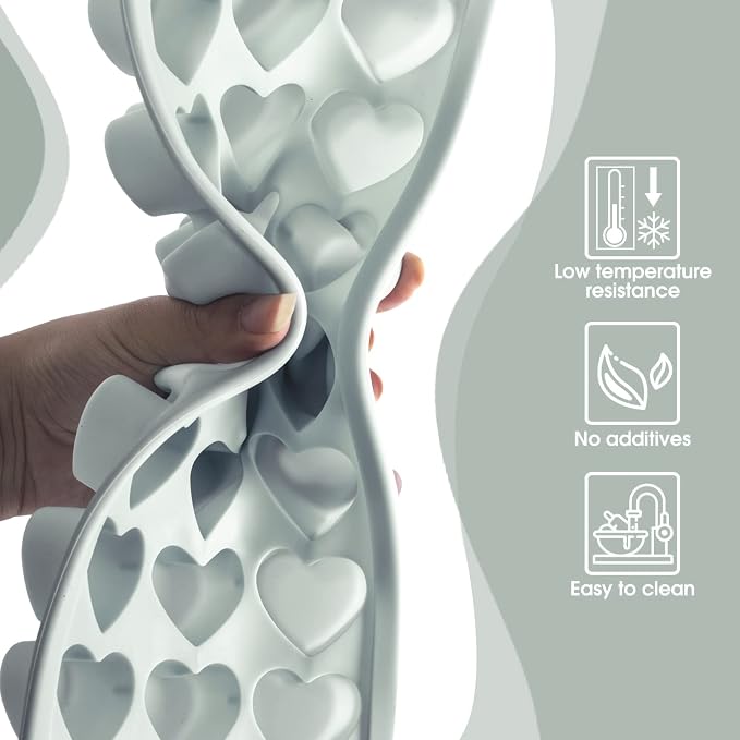 Heart Shape Ice Cube Tray, 21 Holes Silicone Ice Cube Mold - Image 3
