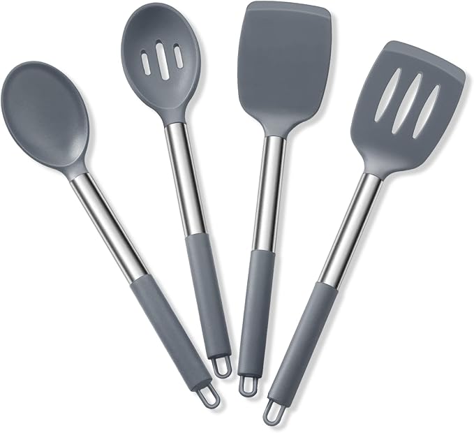 Cooking Utensils Set of 4, E-far Silicone Kitchen Utensils by E-far