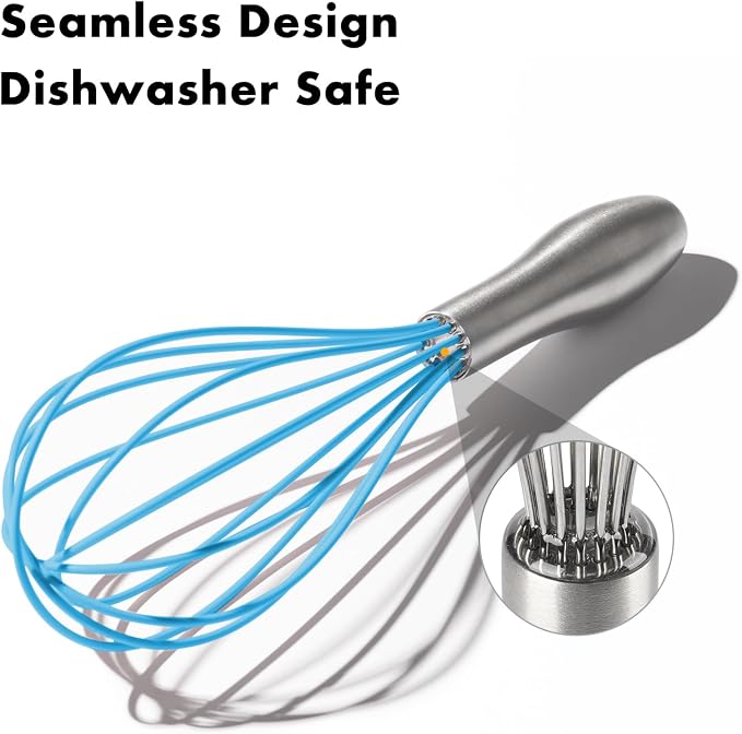 OYV 10-Inch Blue Silicone Whisk, Heat Resistant 480°F Kitchen Whisk - Image 4
