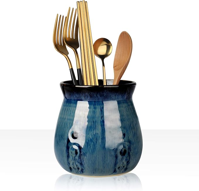 Ceramic Utensil Holder, Small Utensil Crock Ideal by HOME