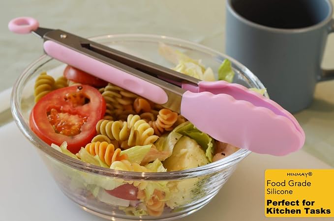HINMAY Serving Tongs with Silicone Tips 9 Inches Stainless Steel Food Tongs - Image 6