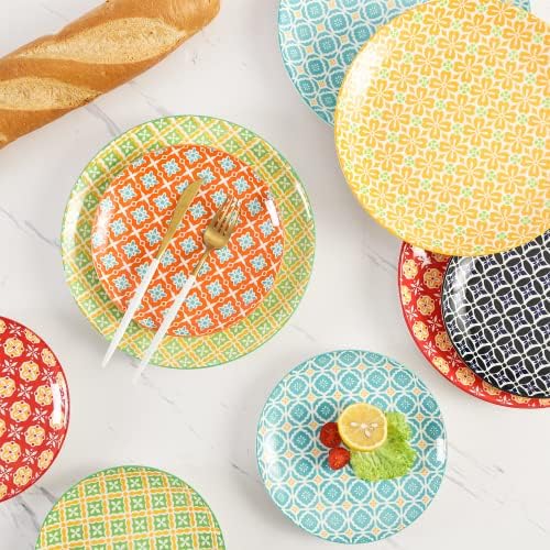Metahom 10 Inch Dinner Plates Set of 6, Colorful Ceramic Plates