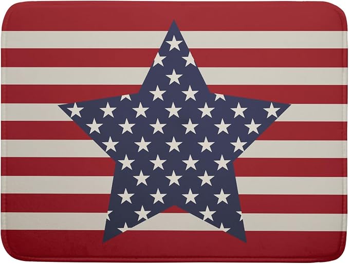 Blue Star Patriotic July of 4th Dish Drying Mat by Aytipun