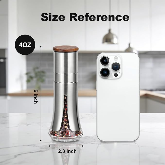 Aelga Pepper Mill - 4oz Stainless Steel Pepper Grinder Manual - Image 4