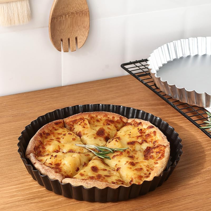 2 Pack Tart Pan 9 Inch Tart Pan with Removable Bottom, 1.1 Inch Deep