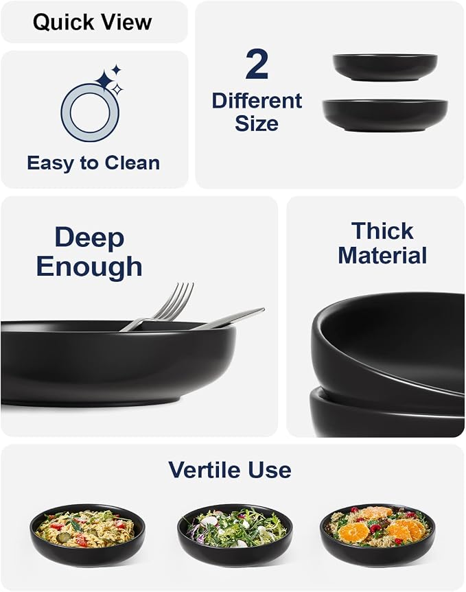 LE TAUCI Pasta Bowls 45 oz, Salad Bowls Set - Image 4