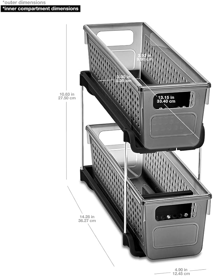 madesmart Premium Small 2 Tier Organizer, Under Cabinet Storage - Image 8