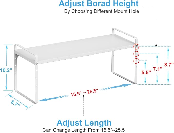 15.5 to 25.5 Inch Expandable Kitchen Cabinet Organizer Shelf, 30 LBS Heavy Duty - Image 2