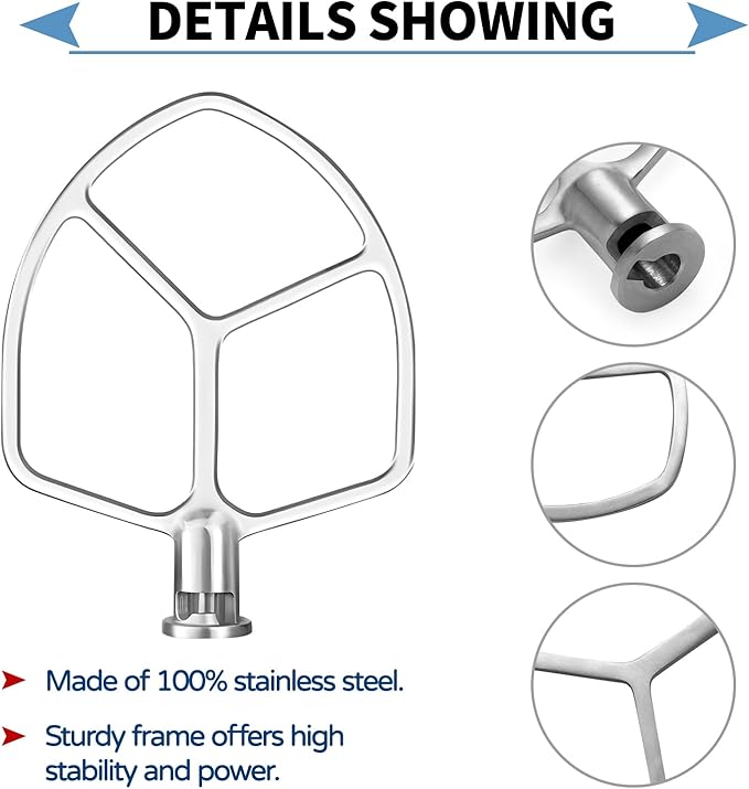 Stainless Steel Flat Beater Attachment Compatible - Image 2