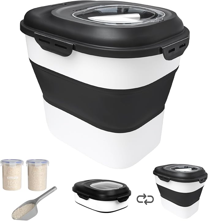 20-50 Lbs Food Storage Containers, Collapsible Rice Container by DDMOMMYCOLLAPSIBLEFOODSTORAGECONTAINERFAMILY