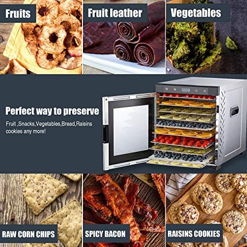 NutriChef 900-Watt Food Dehydrator, 10 Stainless Steel Trays