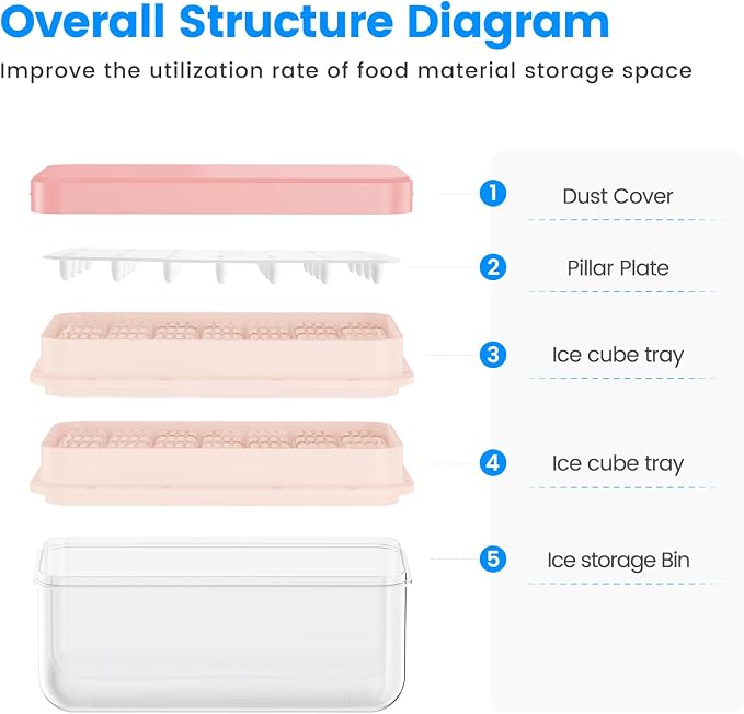 PHINOX Ice Cube Tray with Lid and Bin, Ice Trays - Image 8