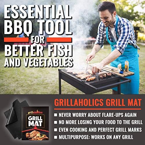 Grillaholics Reusable Non-Stick Grill Mats for Outdoor Grill | Set of