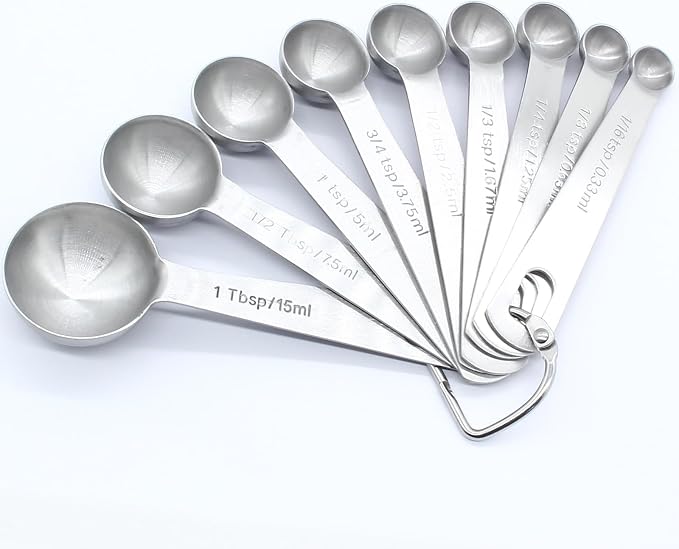Luomorgo 9 Pc Measuring Spoons Set, Stainless Steel, 1/16 to 1 tbsp by Luomorgo