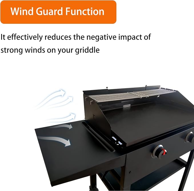 Universal Wind Screen/Guard and Griddle Warming Rack Set Fit - Image 4