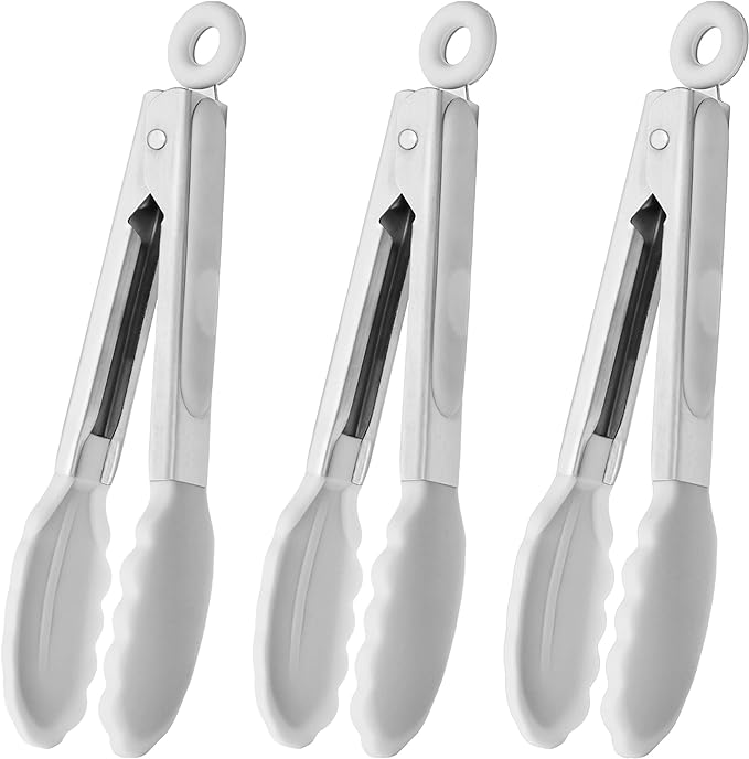 HINMAY Mini Tongs with Silicone Tips 7-Inch Serving Tongs by HINMAY