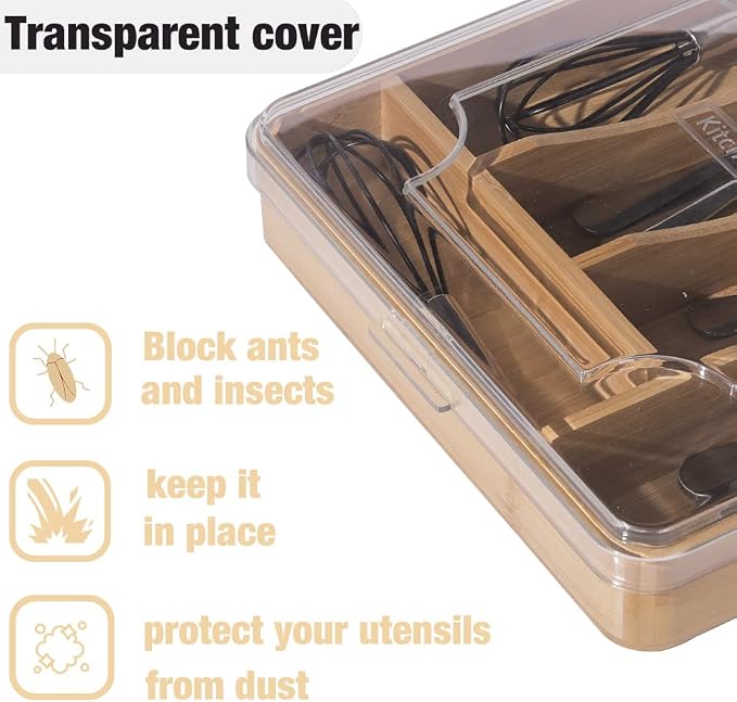 Kitchen Drawer Organizer, 13 Inch Silverware Utensil Tray Holder, - Image 2