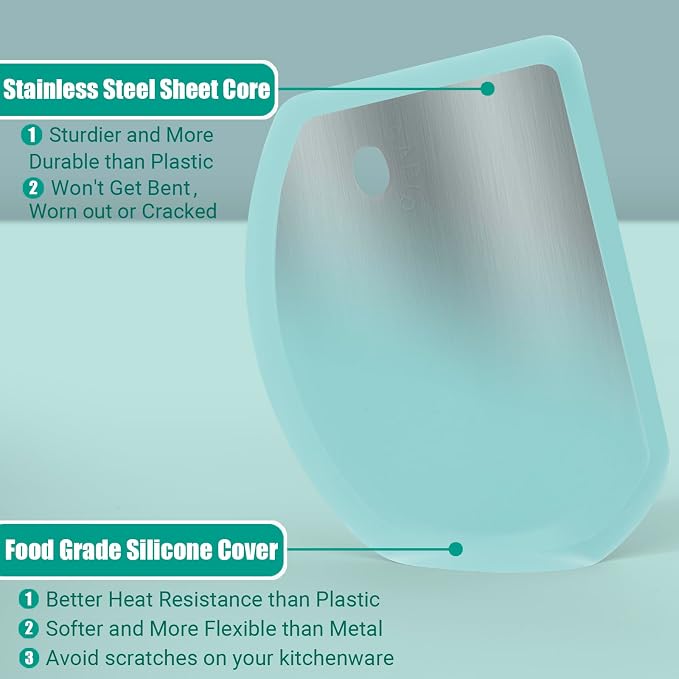 Silicone Dough Scraper with Stainless Steel Sheet, Curved Edge Flexible Bowl - Image 2