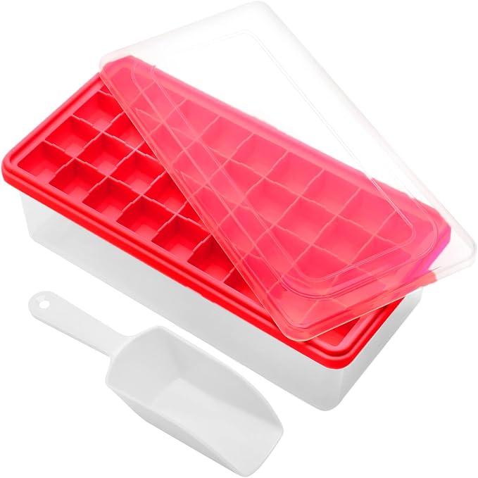 Silicone Ice Cube Tray with Leak-Proof Lid & Storage Bin by CZWLHG
