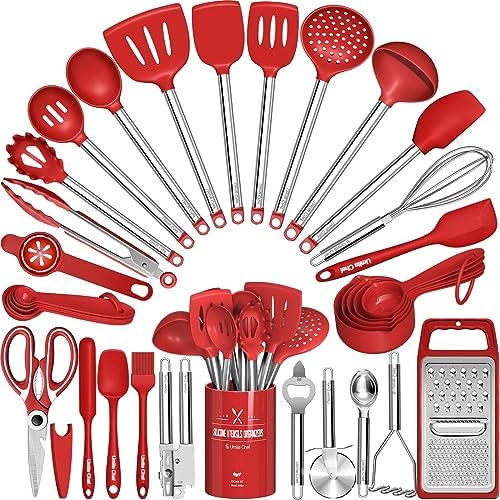 Umite Chef Kitchen Utensil Set, 34-Piece, Red