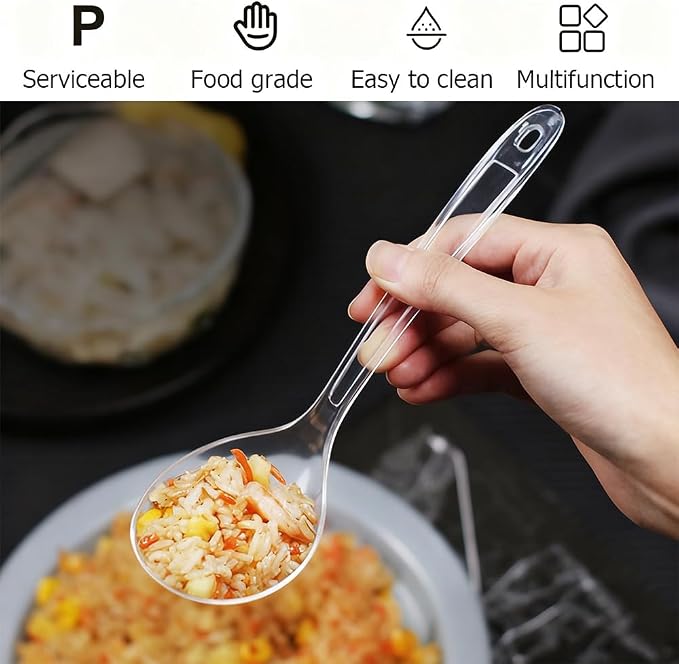 Large Plastic Serving Spoons, Disposable Heavy Duty Serving Spoons, Long Handle - Image 5