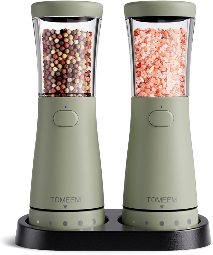 Electric Salt and Pepper Grinder Set by Tomeem