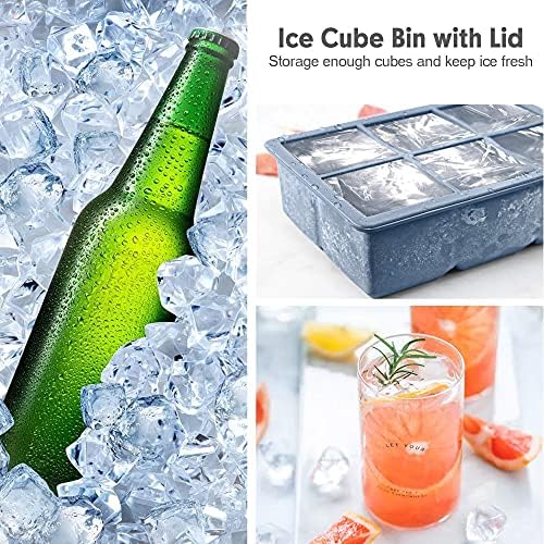 Excnorm Silicone Ice Cube Trays, 3‐Pack Large Square Molds with Lid