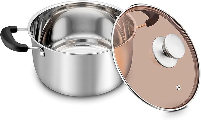 TeamFar Stock Pot 6 qt, Stainless Steel Stock Pasta Soup Pot by TeamFar