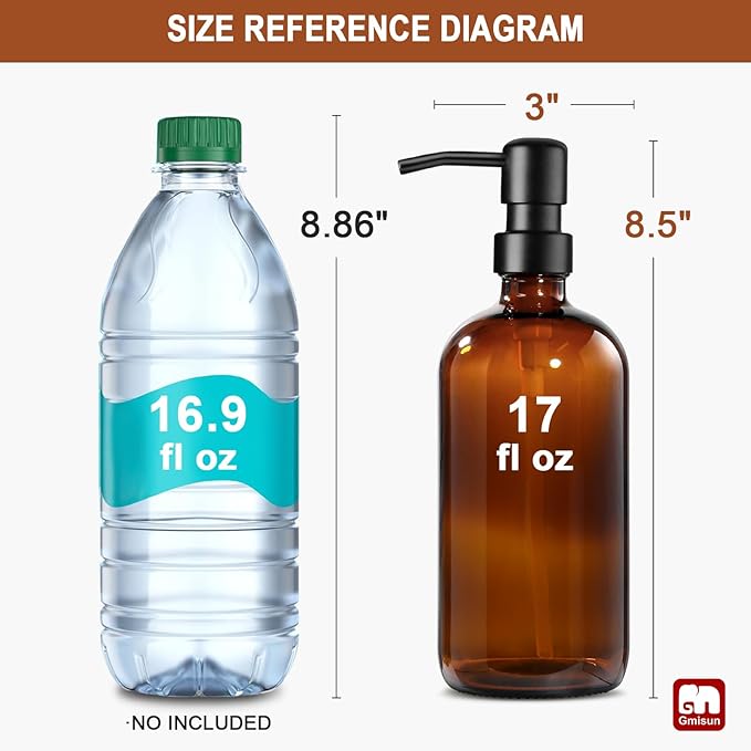 GMISUN Amber Glass Soap Dispenser, 1 Pack Dish Soap Dispensers - Image 2