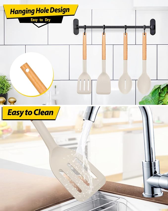 Pack of 4 Silicone Cooking Utensils Set, Non Stick Solid Spatulas and Heat - Image 6