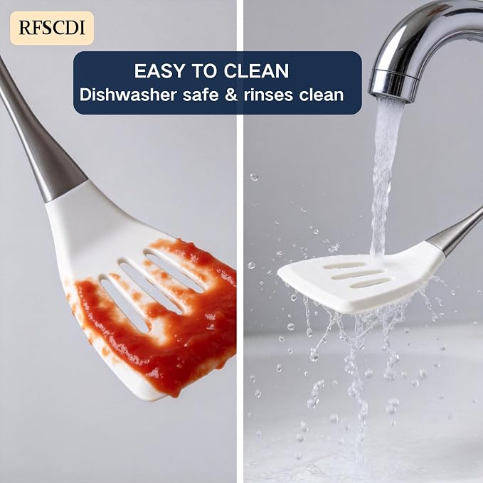 White Silicone Cooking Utensils Set-Non-Toxic, Heat Resistant, BPA Free Kitchen - Image 5