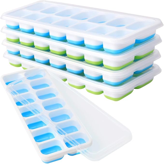 Ice Cube Tray with Lids BPA Free, 4 Pack by Select4U