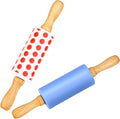 Mini Silicone Rolling Pin for Kids, Non-stick Surface Wood Handle, 9 Inch 2 Pack by Honglida