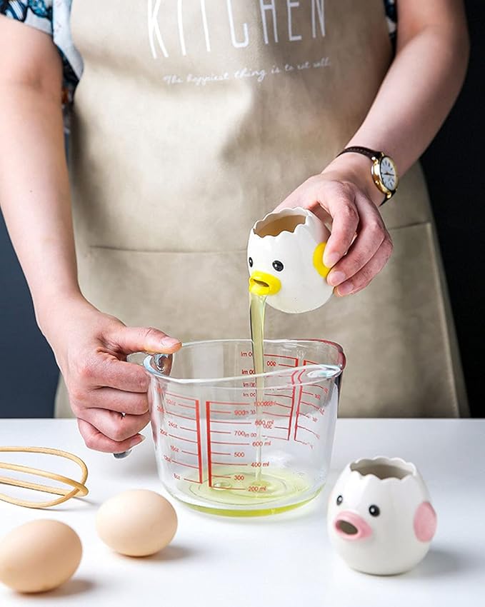 LuoCoCo Cute Egg Separator, Ceramics Vomiting Chicken Egg Yolk White Separator - Image 5