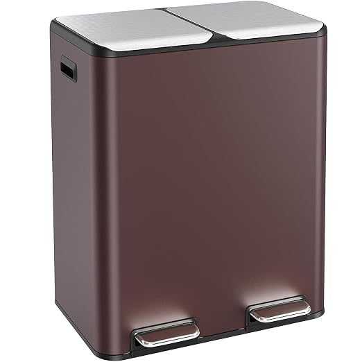 ComfyCorner 16 Gal Dual Trash Can, Stainless Steel Kitchen Garbage Bin by ComfyCorner
