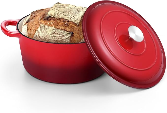 TeamFar 5Qt Dutch Oven, Enameled Cast Iron Dutch Oven by TeamFar