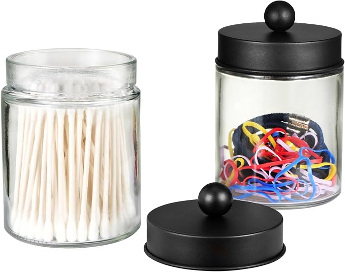 SheeChung 3-Pack Black Glass Apothecary Jars - Image 6